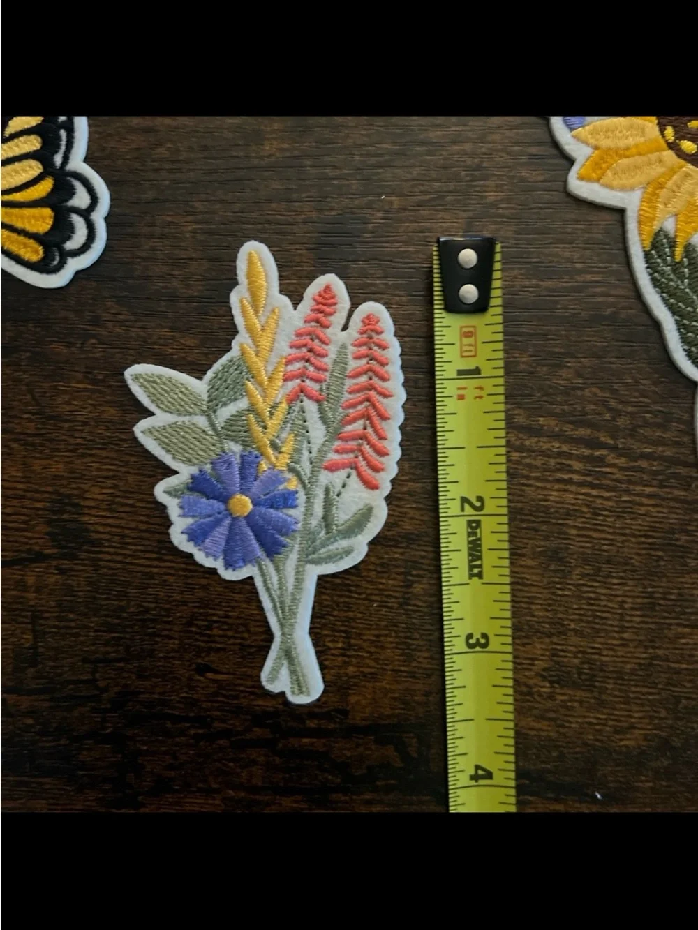 Sunflower & Butterfly Embroidered Iron-On Patches - Yellow Floral Set